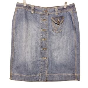 Venezia | Front Button Denim Pencil Skirt (Size 16)
